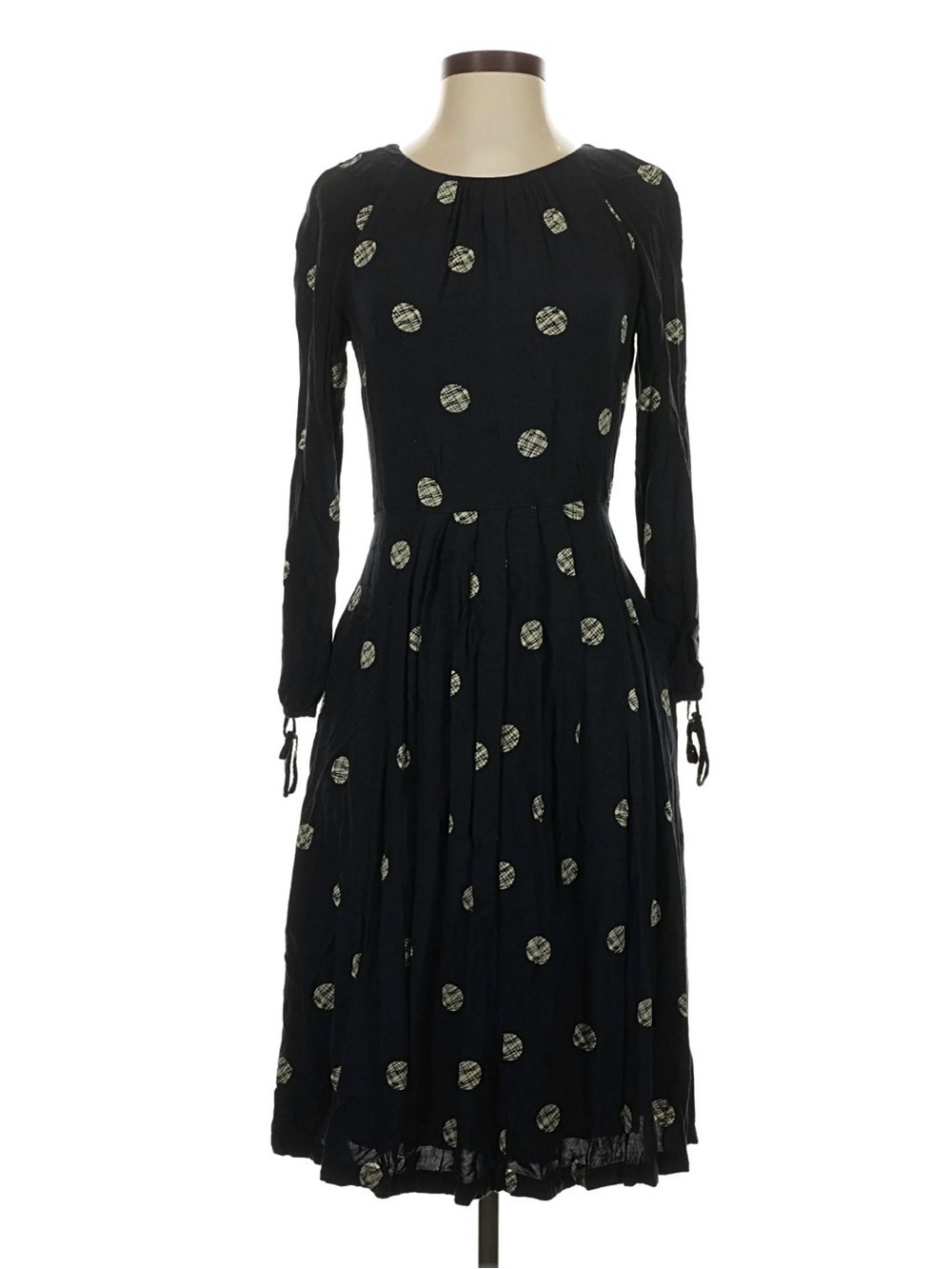 Emily and Fin Black Polka Dot Long Sleeve Midi Dress NWT